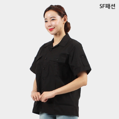 남녀공용 옆면 볼펜꽂이 반팔 셔츠 유니폼 와이셔츠