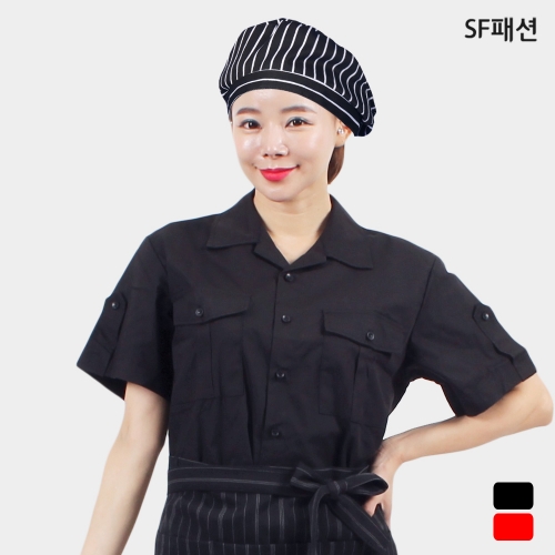 남녀공용 옆면 볼펜꽂이 반팔 셔츠 유니폼 와이셔츠