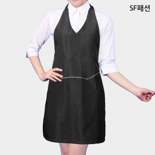 얇은 체크파이핑 앞치마 유니폼