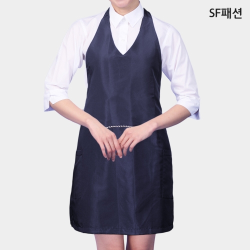 얇은 체크파이핑 앞치마 유니폼