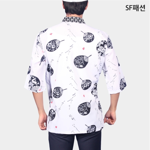 부채프린트 남녀공용 일식복 유니폼 서빙복