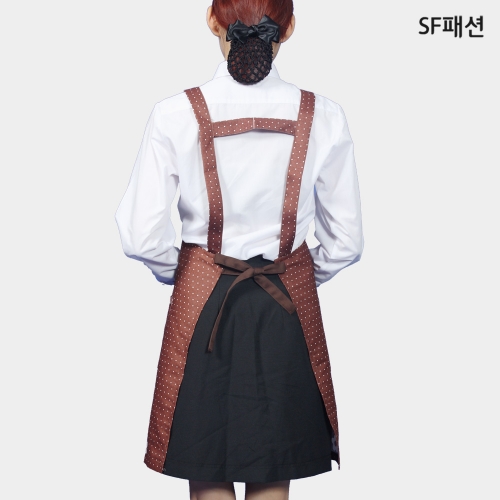 브라운흰도트 토끼 H형 앞치마