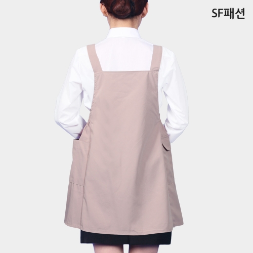 옆주머니 허리밴드 원피스 앞치마 여유로운 너비조절