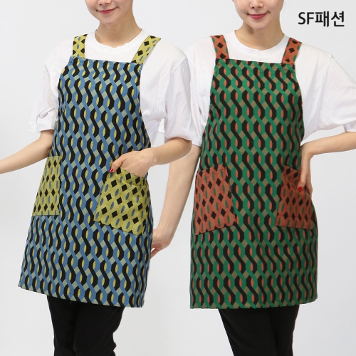 패턴 H형 앞치마 식당 카페 주방 어린이집 유치원