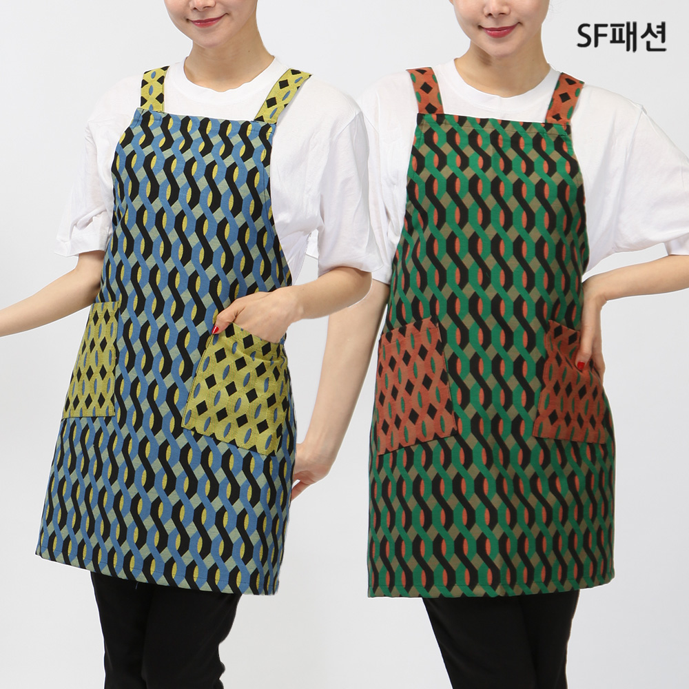 패턴 H형 앞치마 식당 카페 주방 어린이집 유치원