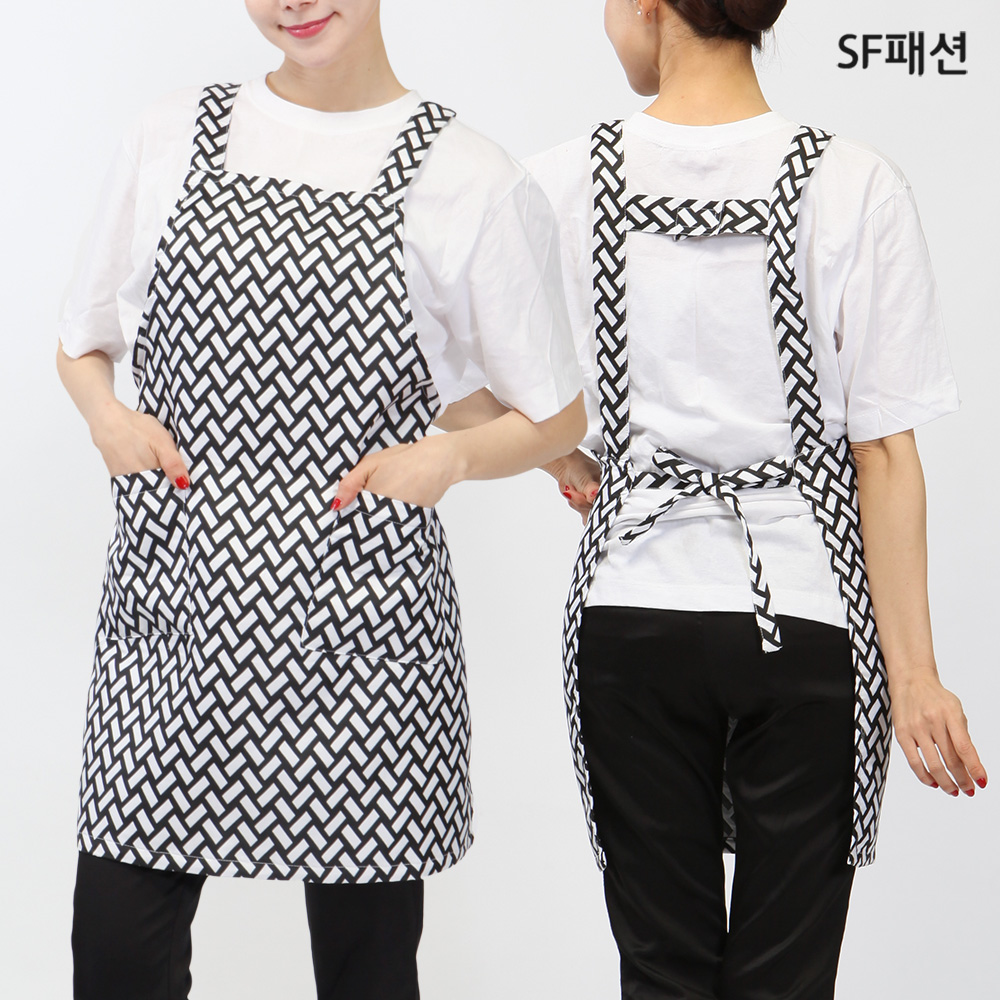 패턴 H형 앞치마 식당 카페 어린이집 유치원 당일