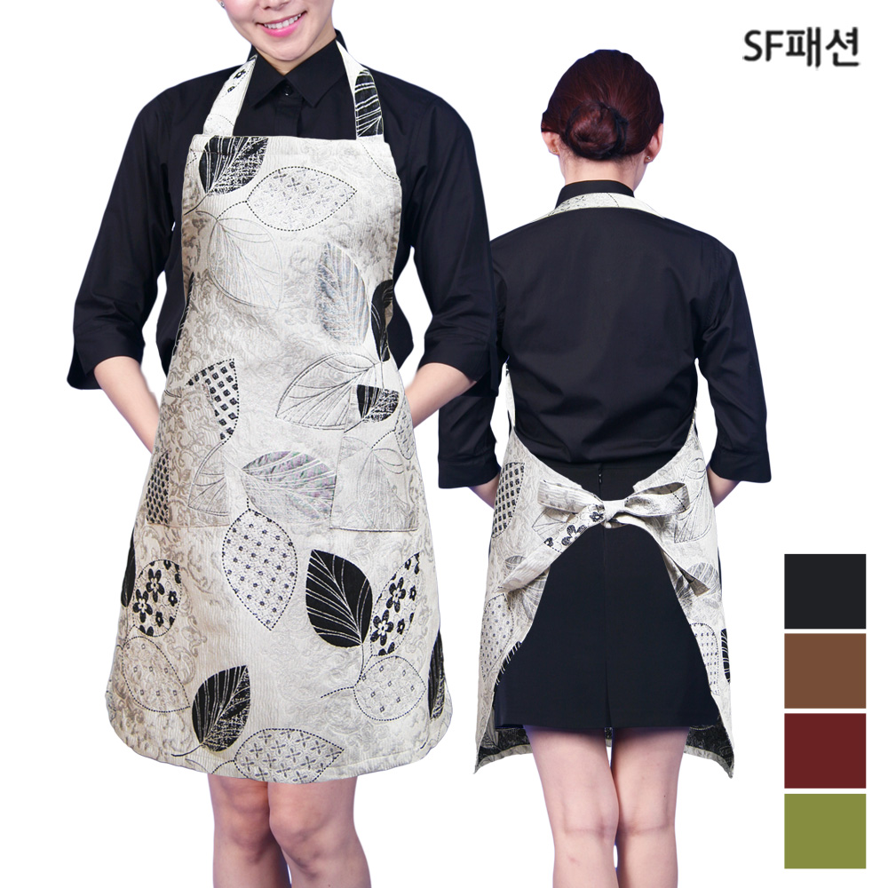 펄 나무잎 목걸이형 앞치마 단체 인쇄 시장 판촉용 서빙 카페 가정 주방
