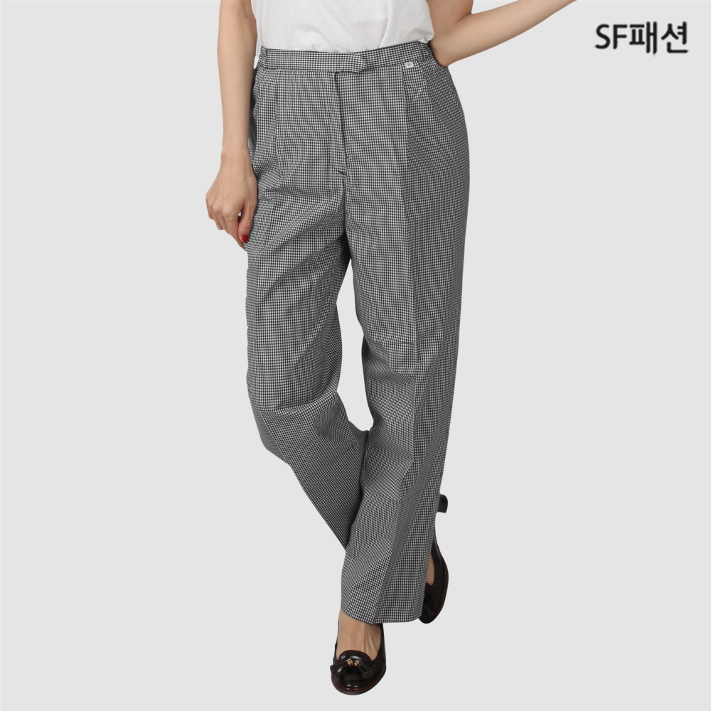 여성 체크바지 유니폼 서빙 근무복 사계절용 주머니없음
