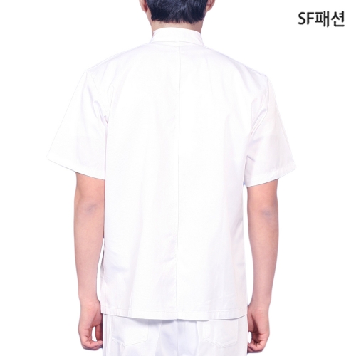 남성용 차이나카라 위생복 얇은반팔 흰색 식품 유니폼