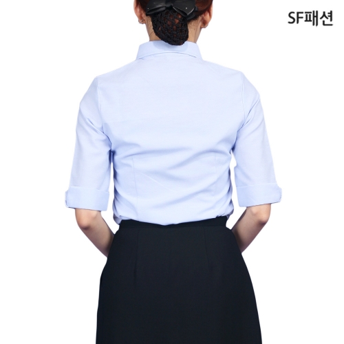 여성 블루 칠부 셔츠 유니폼 블라우스 레스토랑 식당 서빙복 오피스