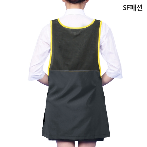 생활방수 V카라 망사 파이핑 원피스 앞치마 유니폼 식당 서빙 가정 카페