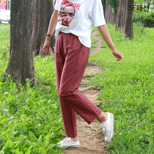 남여공용 9부 고무줄 바지 이지웨어 세미 몸빼 파자마