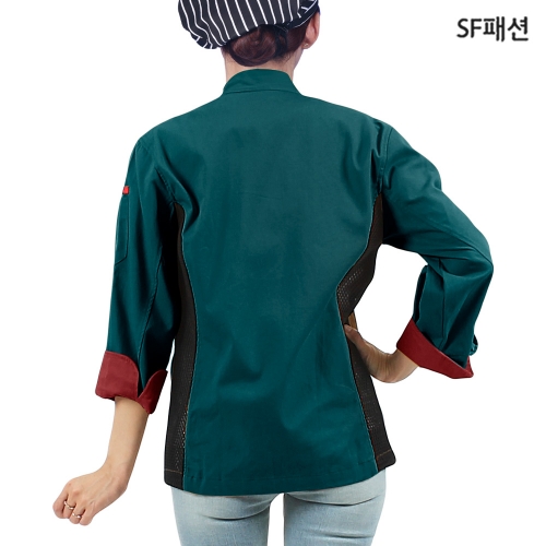 남녀공용 양옆망사 칠부 긴팔 겸용 조리복 상의 쿡복 주방장복 유니폼