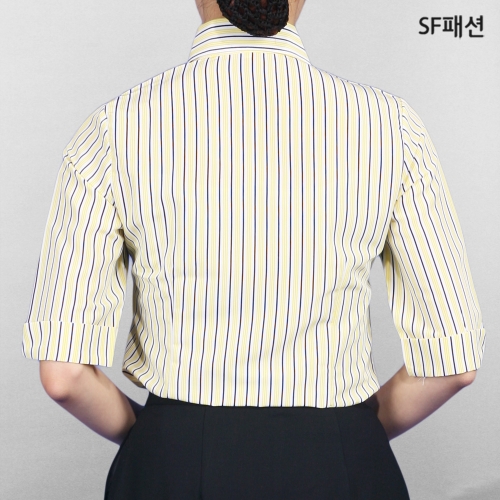여성 줄지 7부 블라우스 셔츠 유니폼 체인점 단체복