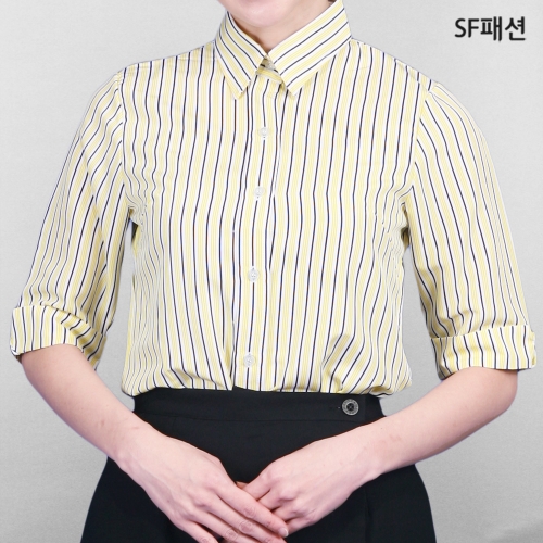 여성 줄지 7부 블라우스 셔츠 유니폼 체인점 단체복