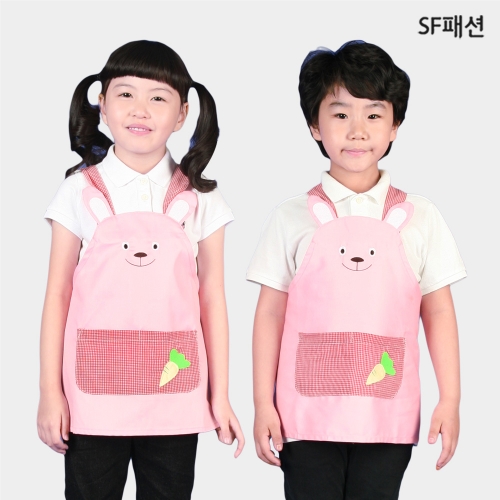 두더지 앞치마 아동용 핑크 캐릭터 어린이집 유치원 키즈 유아