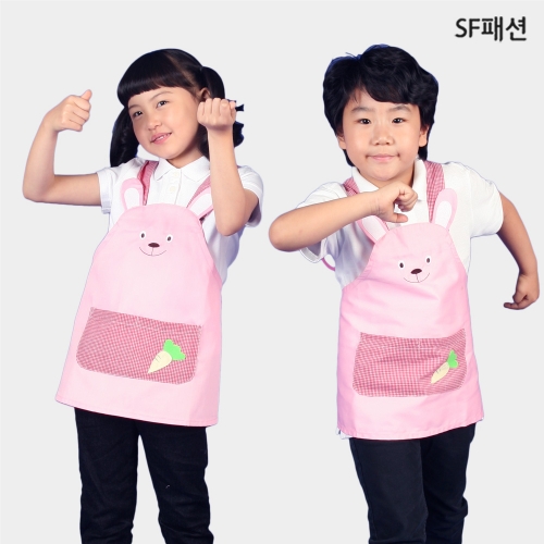 두더지 앞치마 아동용 핑크 캐릭터 어린이집 유치원 키즈 유아