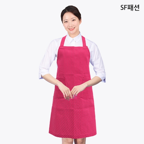 미니 도트 패턴 앞치마 목걸이형 카페 식당 공방 어린이집 유치원