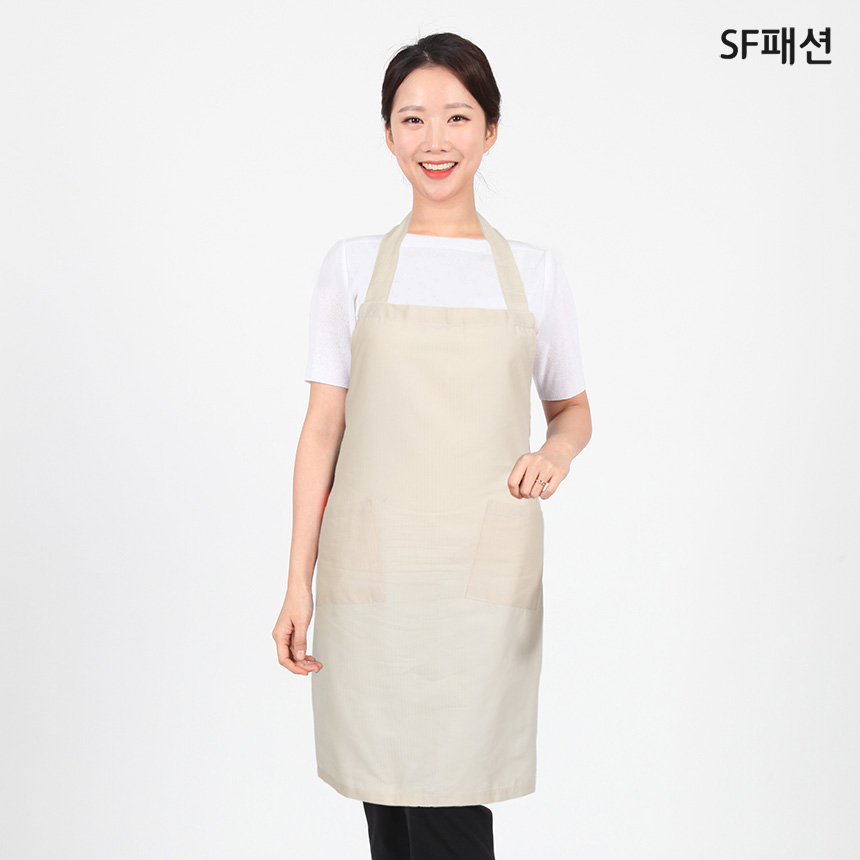 코튼 베이지 앞치마 목걸이형 유니폼