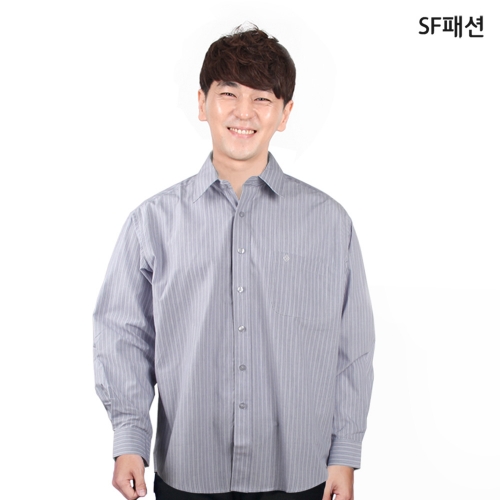 남성 그레이 스트라이프 줄무늬 긴팔 셔츠 남방 와이셔츠 데일리 유니폼