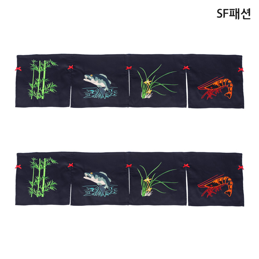 노렌 일식커튼 자수 4폭 주방 가리개 가림막 일식집