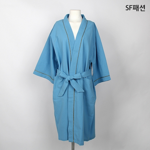 블루 면100 샤워가운 사우나  골프 나이트 홈웨어 로브