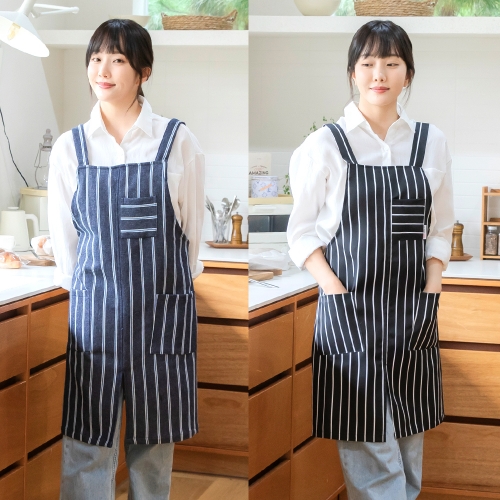 카페 쉐프 주방 스트라이프 앞트임 앞치마 남녀공용 당일