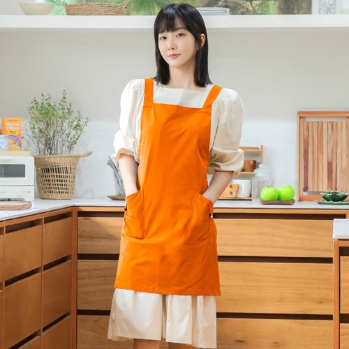 앞치마 카페 어린이집 요양원 요양사 식당 주방 업소 단체 무지 X형 생활방수 15컬러