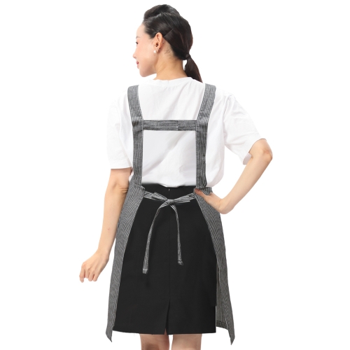 앞트임 H형 앞치마 스트라이프 카페 공방 로고 자수