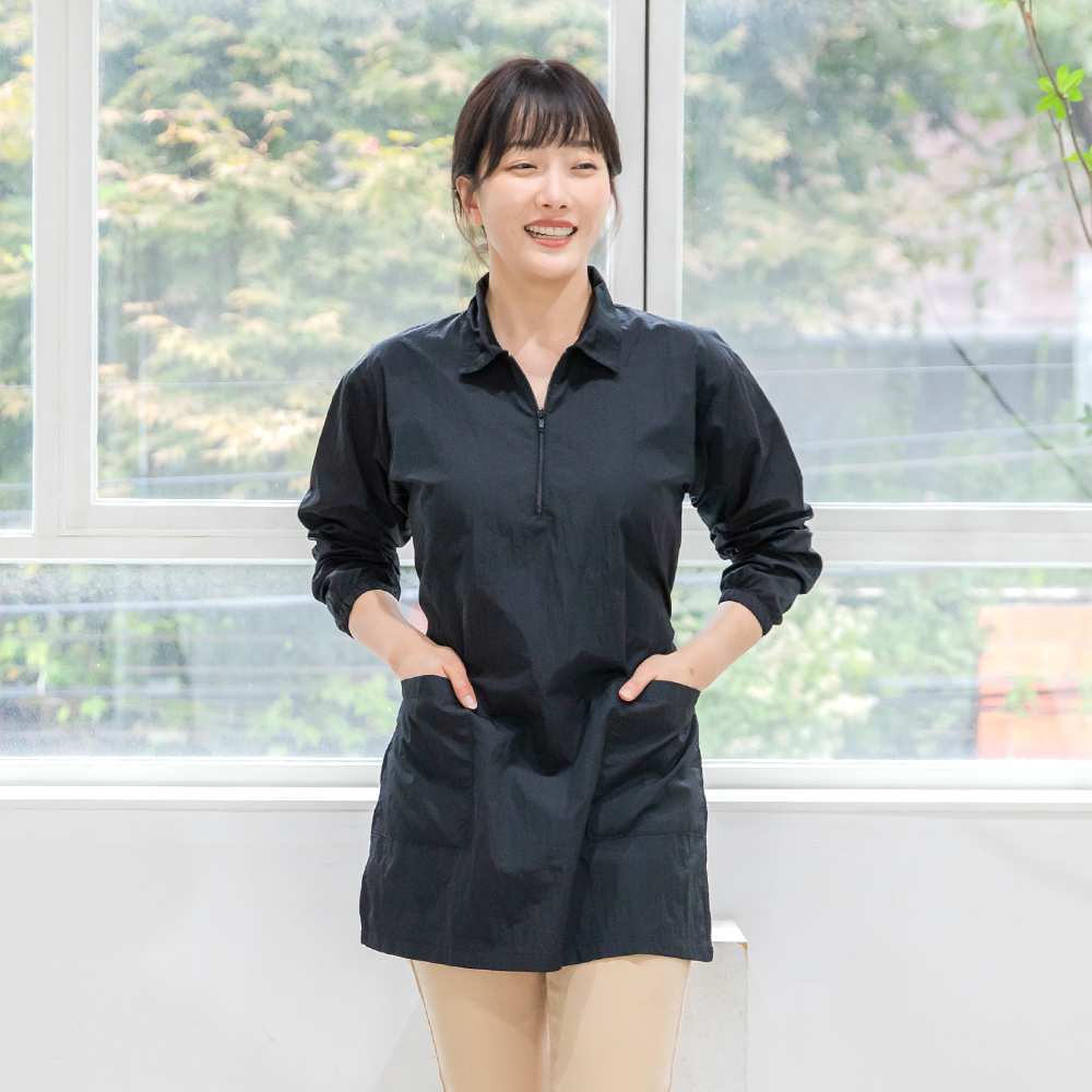 긴팔 미용사 가운 생활방수 원피스 앞치마 미용실 애견 네일 카페 단체 유니폼