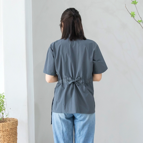 반팔 미용사 가운 생활방수 지퍼 원피스 앞치마 미용실 애견 네일 카페 단체