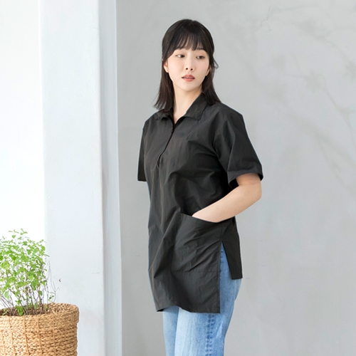 반팔 미용사 가운 생활방수 지퍼 원피스 앞치마 미용실 애견 네일 카페 단체