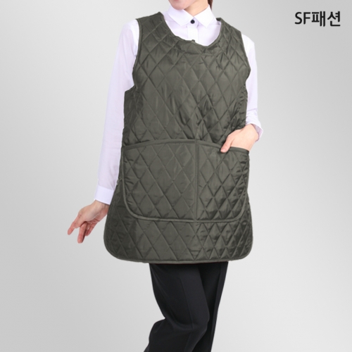 넓은포켓 겨울누빔 앞치마 원피스형 생활방수