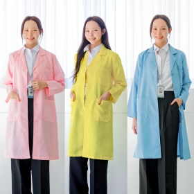 여자 의사가운 약사 관리사 영양사 병원 유니폼 실험복 컬러 롱가운