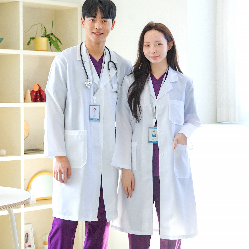 의사가운 여자 얇은 롱가운 약사가운 실습가운 병원 유니폼 영양사 30수 여름