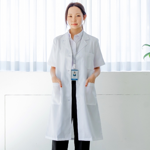여자 의사가운 반팔 여름 약사 병원 유니폼 실습가운 실험복 영양사 롱가운