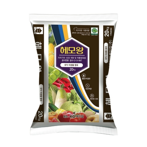 KG케미칼 헤모왕 20kg - 냄새없는 친환경 입상 가축퇴비 거름 유기질비료