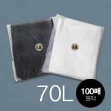 (소분100매-비닐봉투)재활용,쓰레기봉투 평판5호 60L-블랙 100매