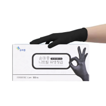 (100매입) 튼튼 니트릴 일회용 주방 위생장갑-블랙(S)