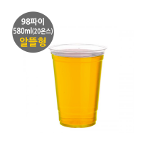 (아이스컵-국내) 580ml (20온스) 알뜰형 투명컵 PET컵 98파이 1000개