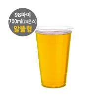 (아이스컵-국내) 700ml (24온스) 알뜰형 투명컵 PET컵 98파이 1000개