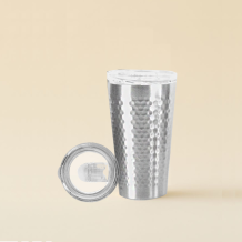 (홈아트) 이중진공 텀블러(벌집)스텐컵 350ml-실버 (뚜껑포함)