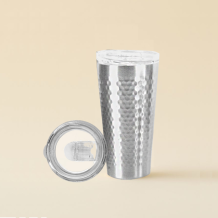 (홈아트) 이중진공 텀블러(벌집)스텐컵 430ml-실버 (뚜껑포함)