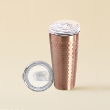 (홈아트) 이중진공 텀블러(벌집)스텐컵 430ml-로즈골드 (뚜껑포함)