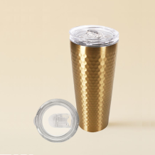 (홈아트) 이중진공 텀블러(벌집)스텐컵 510ml-골드 (뚜껑포함)