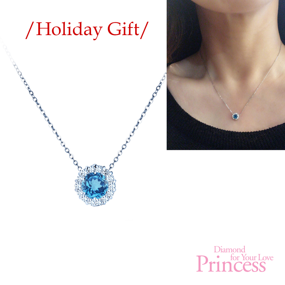 [에크아] 블루벨 토파즈 랩다이아몬드 목걸이