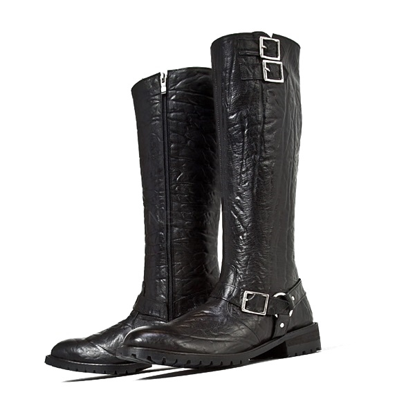 For men, 5052 black elephant leather pattern cowhide, commando outsole, handmade long boots