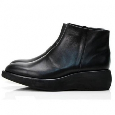 For men, 4812 cowhide black box calf leather, inward zipper, plain toe, platform, handmade clipper ankle boots