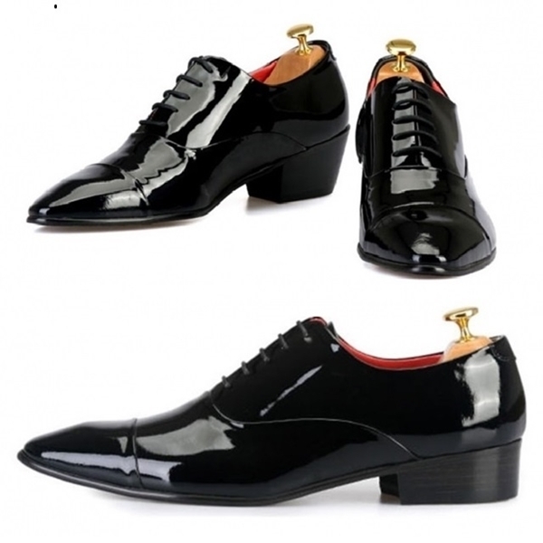 For men, 5019 black glossy cowhide, straight toe, handmade oxford