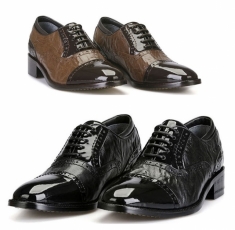 For men, 10415 cowhide cognac leather combination, straight toe, handmade oxford, 2 colors